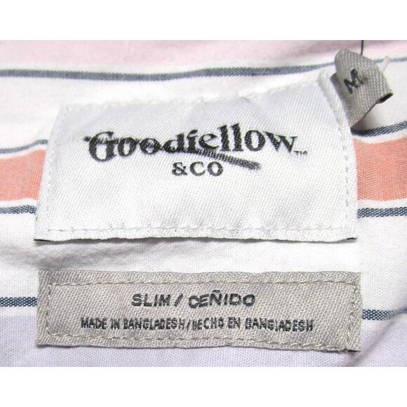 Goodlfellow Men's Striped Button-Up Shirt Size Medium Lavender Pink Orange White - Picture 4 of 6